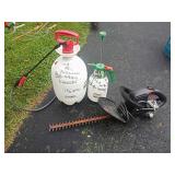 2 Garden Sprayers and Electric Hedge Trimmer