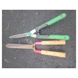 Hedge Shears, Wood & Green Handles