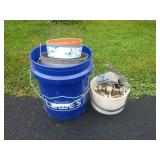 Two Buckets of Hardware and Garden Items