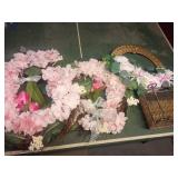 3 Floral Wreaths & Wicker Basket