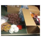 Box Lot of Mixed Yarn and Faux Foliage