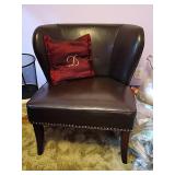 Brown Faux Leather Chair With Silver Studs