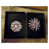 Weiss Rhinestone Brooch Pair