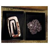 SET: Napier Modernist Brooch & Rhinestone Pin
