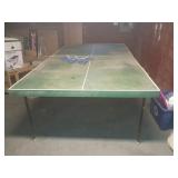 Green Table Tennis Table With Net and Balls