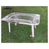 Rectangular Glass Patio Table, White Frame