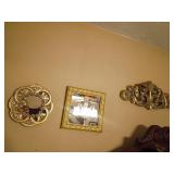 5 Gold-Tone Wall Mirrors & Decor Pieces