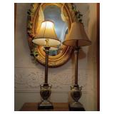 Pair Ornate 35" Table Lamps, One Cracked