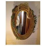 Gold Oval Resin Mirror With Ribbon, 36x25