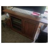 Wood TV Stand with Glass Doors 47in Wide