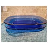 Pair Blue Glass Baking Dishes
