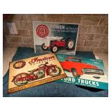 Three Metal Garage Signs, Ford & Indian