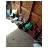 Yard Decor Lot: Owl, Watering Can, Tools