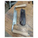 Drawknife with Wood Handles & Sheath