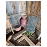 Planters and Wire Mesh Cylinders
