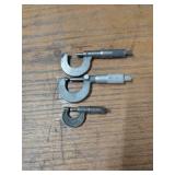 3 Vintage Micrometers Assorted Brands