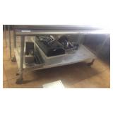 2 Tier metal table w/ wheels