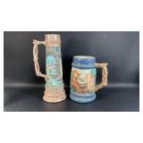 Pair of Large Ceramic Beer Steins