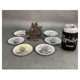 Vintage Nautical Coasters & Galleon Bookend