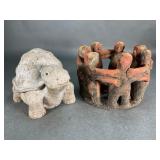 Cement Turtle and Circle of Friends Pottery