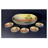 Noritake Hand Painted Celery Dish and Salt Cellars