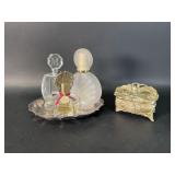 Tray of Perfume Bottles and Jewelry Box