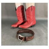 Ladies Durango Leather Boots & Ariat Belt
