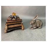 Decorative Box and Brass Rabbit
