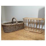 Large Basket and Beachwood Magazine Rack