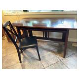 Mission Style Computer Desk and Folding Wood Chair