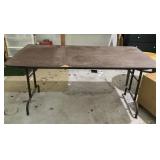 5ft Wood Grain Folding Table with Metal Legs