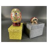 Enameled Ladybug Trinket Box and Cloisonne Egg