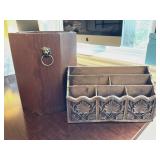 Vintage Wooden Trash Can and Lerner Mail Sorter