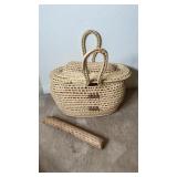 Lidded Handwoven Basket and Rainstick