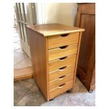 Wood 6 Drawer Organizer Chest on Wheels