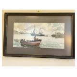 Original Watercolor Coastal Scene Signed