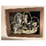 Vintage Beatles Reverse Painted Art in Wood Frame