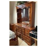 Vintage Dresser with Lighted Hutch