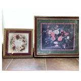 Pair of Gold Framed Flower Art