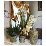 Three Tall Faux Floral Arrangements