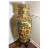 Vintage Asian Satsuma Ceramic Floor Vase #1