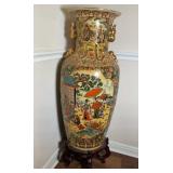 Vintage Asian Satsuma Ceramic Floor Vase #2