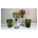 Handpainted Glass Candle Holders