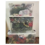 Christmas Greenery and Decor in Bins