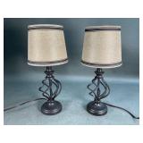 Pair of Black Metal Table Lamps