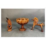 Mid Century Ceramic Figurine and Compote