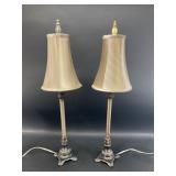 Pair of Candlestick Lamps with Shades