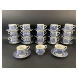 Churchill Blue Willow Cups and Saucers