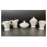 Hobbs Brockunier Blackberry EAPG Milk Glass Set