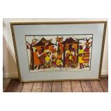 41in Batik Cloth African Lifestyle Scene Framed